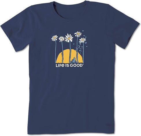 Life is Good Women's Crusher Tee, Short Sleeve Cotton Graphic T-Shirts, Towering Daisies Bike in Saudi Arabia
