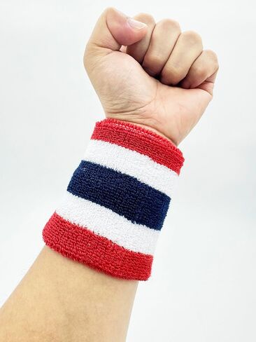 مجموعة عصابات الرأس وأساور المعصم، عصابات الرأس للرجال والنساء، عصابة رأس ماصة للرطوبة، عصابات رأس لكرة القدم للفتيات والأولاد، عصابة رأس رياضية للتمرين (أحمر، أبيض، أزرق، أبيض، أحمر) in Kuwait