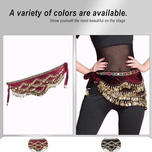 Women's Belly Dance Gold Coins Hip Scarves Belly Dancing Wrap Skirts in Saudi Arabia