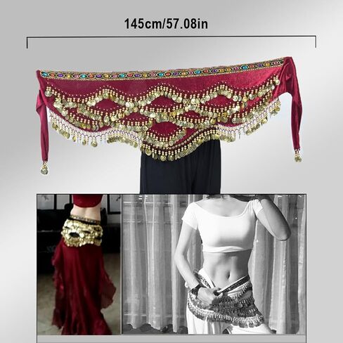 Women's Belly Dance Gold Coins Hip Scarves Belly Dancing Wrap Skirts in Saudi Arabia