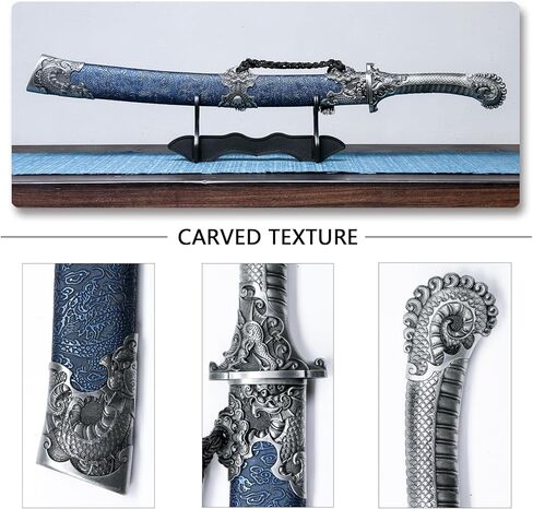 Katana Sword مصنوع يدويًا 1095 من الفولاذ الكربوني العالي من الساموراي سيفًا كاملًا تانغ تانغ حادة في درجة حرارة زرقاء زرقاء مشوية عالية in Saudi Arabia