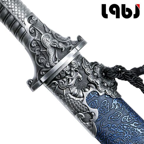 Katana Sword مصنوع يدويًا 1095 من الفولاذ الكربوني العالي من الساموراي سيفًا كاملًا تانغ تانغ حادة في درجة حرارة زرقاء زرقاء مشوية عالية in Saudi Arabia
