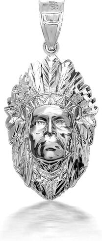 10K Yellow, White, or Rose Gold Native American Chief Head Pendant - Choice of Metal in Saudi Arabia