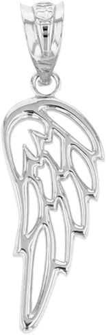 10K Yellow, White, Rose Gold Guardian Angel Single Filigree Wing Charm Pendant - Choice of Metal in Saudi Arabia
