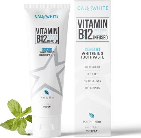 Cali White No Flouride Whitening Toothpaste, Infused with Vitamin B12 Teeth Whitening Toothpaste, Vegan Toothpaste, Pacific Mint, 4 Ounce (1 Pack) in Saudi Arabia