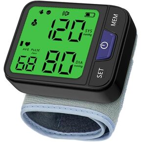 Wrist Blood Pressure Monitors with Carrying Bag for Home Use Adjustable Wrist Cuff Digital BP Machine Voice Broadcast Memory Function