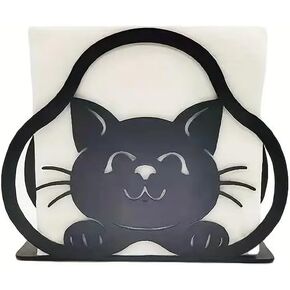 Napkin Holder for Table, Black Metal Napkin Holder Cut Standing Napkin Holders for Kitchen, Coffee Shop, Restaurant, Farmhouse, Dining Room. (Cat)