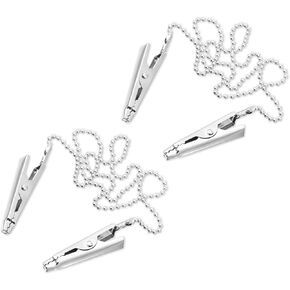 TIESOME 2Pcs Bib Holder Clip Napkin Dental Bib Clips, Dentist Bib Holder Clip Napkin Holder Dental Bib Clips Napkin Clip Chain Reusable Napkin Holder Clips, Silver - Light & Portable - Length 18.9"(2)