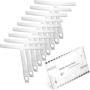 10 Pcs Guitar Luthier Tools, 9 Understring Guitar Radius Gauge and 1 String Action Gauge Ruler Measuring Tool Guitar Action Gauge for Guitar Bass Setup Repair Tools