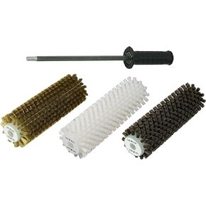 Ski Snowboard Wax Rotation Brush Kit, 3 Brushes (Brass, Horse Hair and Nylon), 200mm/300mm, SnapOut Quick-Change Axle