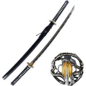 MAKOTO Handmade Sharp Japanese Katana Samurai Sword 40" - Serpent Cobra Snake Tsuba
