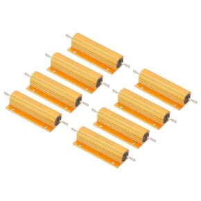 PATIKIL 100W 500 Ohm Aluminum Shell Resistor, 8 Pack Aluminum Housing Resistor Housed Case Wirewound Resistors Screw Tap Power Resistor 5% Tolerance, Golden