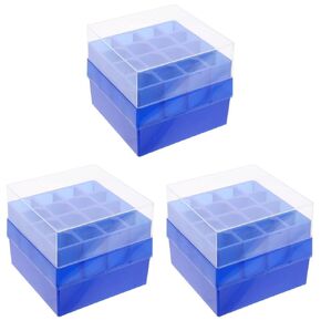 ULTECHNOVO Tube Freezer Storage Box, 3pcs Vials Storage Box Waterproof Plastic Tube Stand Holder Box with Cover (50ml, 16 Position Each Box)