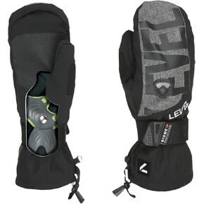Level Fly Snowboard Mitttens with Wrist Guards (Black-Grey, XX-Large)