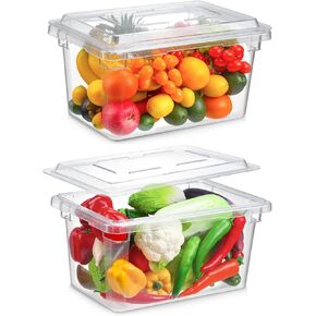 2 Pack 5 Gallon Polycarbonate Food Storage Box 18 x 12 Inch Commercial Food Storage Container Clear Vegetable Fruit Food Safe Storage Tote for Kitchen Restaurant Cafeteria