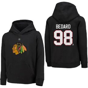 Outerstuff Connor Bedard Chicago Blackhawks #98 Boys Size Player Name & Number Pullover Fleece Hoodie