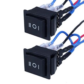 2Pcs (ON)-Off-(ON) Polarity Reversing Rocker Switch， DPDT 6 pins 3 Position Momentary Double Reset Rocker Toggle Switch with Jumper Wires Snap 12V 125V 250V,Max Current 20A