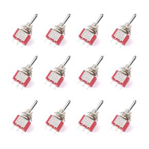 Red Toggle Switch 12pcs 6A/125V 3A/250V ON/Off/ON 3 Terminals 3 Position SPDT Single Joint MTS-103