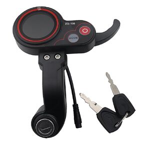 ZQ-100 LCD Display Throttle Meter 6PIN Switch with Electric Door Lock Key for Electric Scooter Dashboard Accessories Black