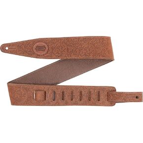 Levy's Leathers 2.5" Florentine Series Leather Brown Height Adjustbale 48"-55" Guitar Strap (M317FCL-BRN)