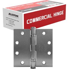 3 Pack - 4.5'' x 4.5'' Commercial Grade Ball Bearing Door Hinge, Non-Removable Pin, UL Listed & 3 Hour Fire Rated, Full Mortise, JS-5BB1 (Satin Chrome)