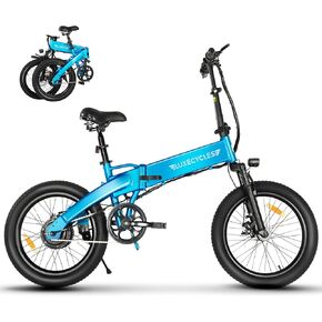 Luxevelo Adult Folding Electric Bike 1000W Motor Front and Rear Disc Brakes 48V 13AH Removable Battery 20"*3 in Tire 5 Speed Power Assist Multiple Shock Absorption Compact Commuter Electric Bike
