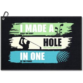 I Made A Hole in One Golf Towel, Funny Golf Towels for Golf Bags with Clip, Golf Accessories for Men Women, Golf Lover Gifts, Golf Gifts for Golfer Golf Player Golf Fan Golf Club