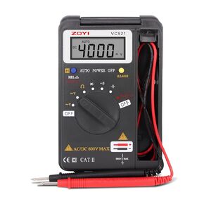 921 Digital Multimeter Card Tester with Auto-ranging 4000 Count, AC/DC Voltage, Frequency, Resistance, and Continuity for Beginners