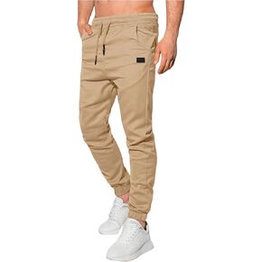 Men's Drawstring Waist Jogger Pants Casual Sports Tapered Pants Long Trousers with Pockets