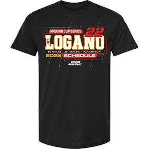 Joey Logano 2025 NASCAR Cup Series Schedule T-Shirt Black
