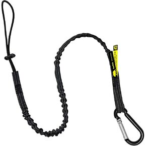BearTOOLS Tool Lanyard with Standard Spring Carabiner and Adjustable Loop End, 90cm Length, Maximum Weight Limit 8KG / 17.6lb, Fall Restraint with Shock Cord Stopper, 1 Pack (Black 0911S)