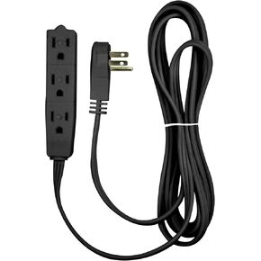 3 Prong Extension Cord 10 Ft for Indoor Use by Bindmaster- UL-Listed 3-Prong Multiple Outlet Extension Wire- Space-Saving Flat Angled Extension Cord- Black