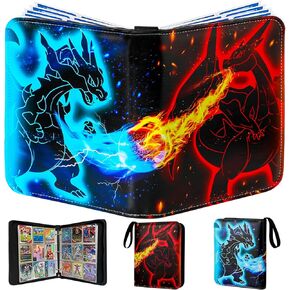 9 Pocket Card Binder Cards Holder, Waterproof Trading Binders Fits 900 Cards Collection Albums with 50 Removable Sleeves, Portable Card Games Display Storage Cases