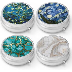 Pill Box 3 Compartment Medicine Pill Case,Portable Pill Box for Pocket or Purse Pill Box Decorative Metal Medicine Vitamin Organizer Unique Gift(Peace Mandala Sky) in Kuwait