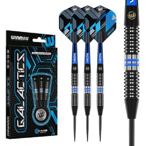 Winmau Darts Galactics 90% Professional Tungsten Darts Set with Dart Flights and Dart Shafts (Stems) - Available Weights 18g Soft Tip 24g and 26g Steel Tip