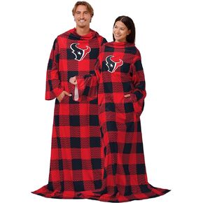 FOCO Houston Texans NFL Buffalo Plaid Oversized Wearable Throw Blanket - 48" x 71"