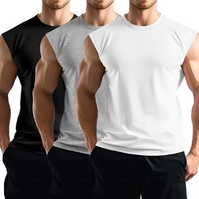 Ficerd 3 Pack Men's Big and Tall Tank Tops Workout Gym Muscle Plus Size T Shirts Sleeveless Fitness Athletic Oversized Tee
