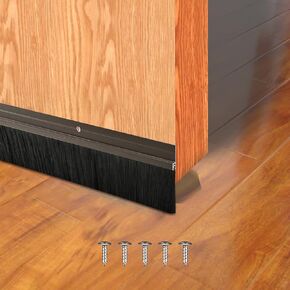 Aluminum Door Sweeper for Bottom of Door 39.3" L X 2" W, Soft Door Sweep Brush, Easy-Mounting, Brown
