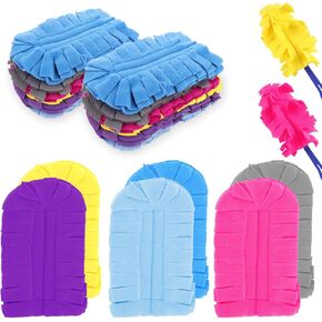 14 PCS 360° Fleece Duster Refills with 2 Handle for Swiffer, Reusable Duster Refills Heavy Duty Compatible with Swiffer Hand Duster (12 Pack-Mixed Color)