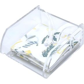 Clear Acrylic Napkin Dispenser, 5"x5" Acrylic Napkin Holder with Weighted Arm, and Non-Slip Pads – Ideal for Kitchen Counters, Dining Tables, Bathroom Vanities, Gifts for Women Wife.