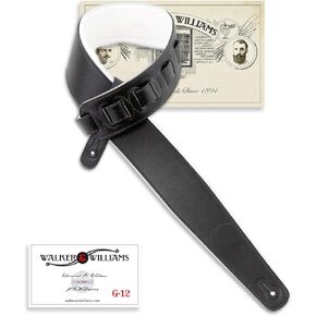 Walker & Williams G-12-BW Soft Matte Black Top Handmade Guitar Strap With Arctic White Padded Glove Leather Back And Slim Tapered Nose For Acoustic, Electric, And Bass Guitars