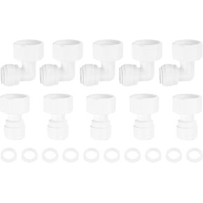 uxcell 3Pcs Elbow&Straight 1/2 Inch NPT Female to 3/8 Inch Quick Tube Connector Push to Connect Tube Fittings Hose Connector for RO Reverse Osmosis System with Rubber Rings
