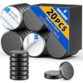 Grtard 20 Pack Neodymium Magnet Bar, Strong Rare Earth Magnets with Double-Sided Adhesive, Magnet Strips Heavy Duty Perfect for Fridge, Garage, Kitchen, Science, Craft, Office, DIY
