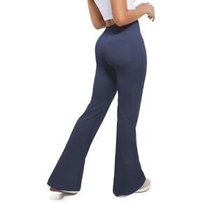 Flare Leggings, Bootcut Yoga Pants with Elastic Waistband, High-Waisted and Wide Leg with Pockets