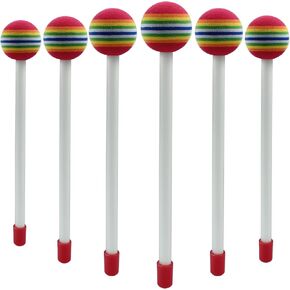 10 Pcs Drum Sticks for Adults, Soft Lollipop Rainbow Drum Mallets, Foam Head Beat Percussion Drumsticks
