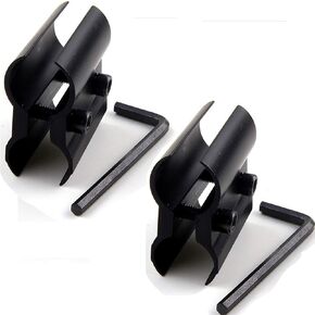 2-Pack Black Tube Barrel Mount Holder Mag Metal Extension Flashlight Laser Torch Clip Clamp with Allen Key