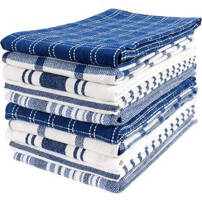 KAF Home Assorted Flat Kitchen Towels | Dish Towels, 100% Cotton - 18 x 28 inches | Ultra Absorbent Soft Kitchen Tea Towels | Perfect for Cooking, Cleaning, and Drying Hands (Navy, 10 Pack)