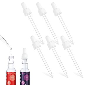 6pcs Glass Dropper Pipettes Compatible with Bubly Bubbly Drops Flavors, Glass Dropper with Silicone Handle Bottle Dropper Replacements for Flavors Accessories