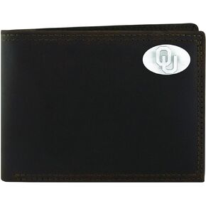 NCAA Oklahoma Sooners Light Brown Crazyhorse Leather Bifold Concho Wallet, One Size
