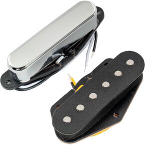 Musiclily Pro TL-60S Alnico 5 Single Coil Neck Bridge Pickups Set for Tele Style Electric Guitar, Chrome